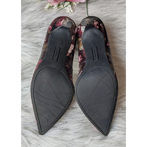 Christian Siriano | Purple Floral Heels Pumps Slip On Pointed Toe Women Size 10 - Picture 8 of 9